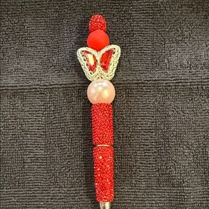 Red Rhinestone Butterfly Decorative Pen - Unbranded